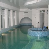 Частный переливной бассейн с купелью и мозаичной облицовкой