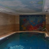 Элитный переливной бассейн с мозаичным панно