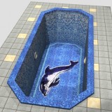 Дно стационарного частного бассейна с рисунком из мозаики в виде дельфина