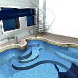 Дизайн большого плавательного бассейна сложной геометрической формы